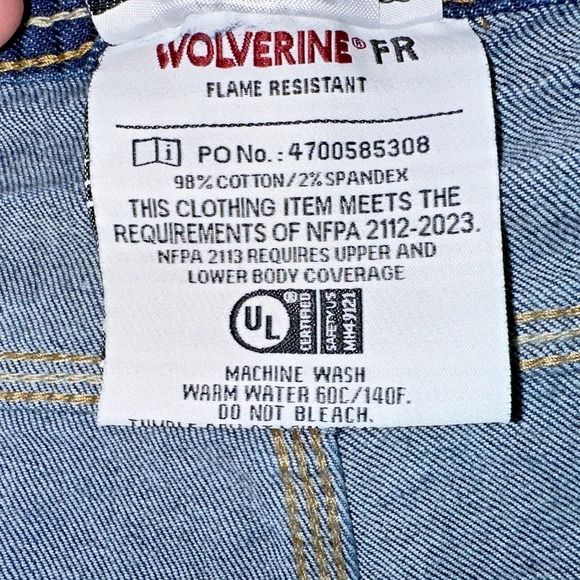 Wolverine Men Fire Resistant Stretch Denim Pants 38/30 - Picture 15 of 16
